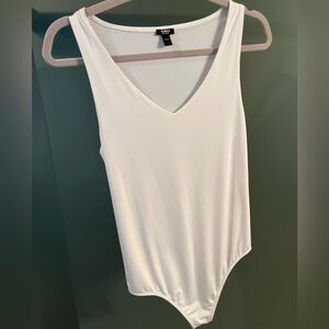 Express body contour white sleeveless bodysuit